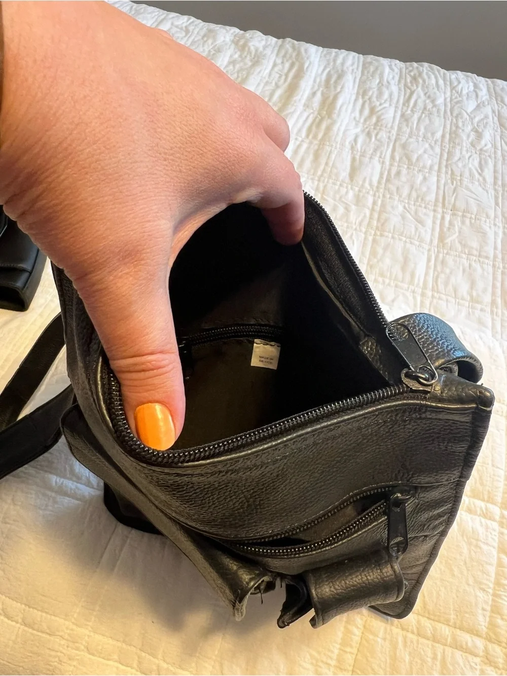 Black Vegan Leather Crossbody Cargo Messenger Bag - Unbranded